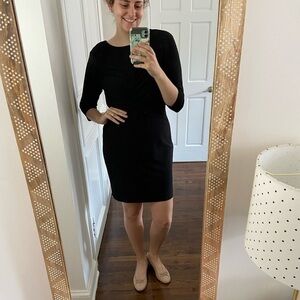 Eliza J Black 3/4 Sleeve Soft Stretchy Wrap Detail Front Knee Length Dress 12